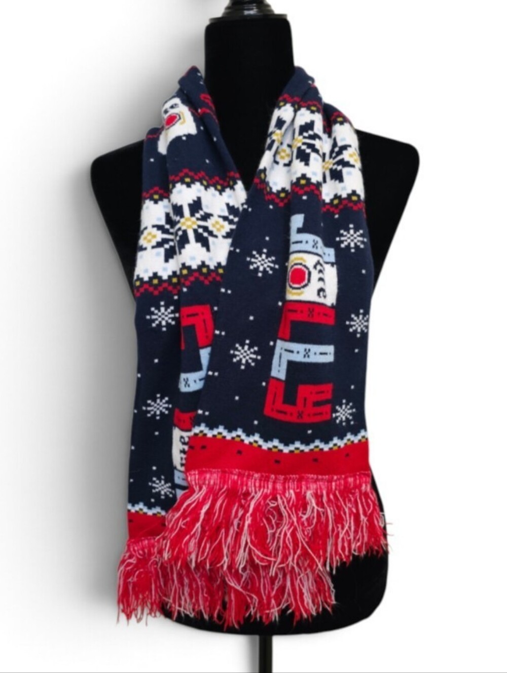 Mille Lite, Festive Navy and Red Holiday Scarf